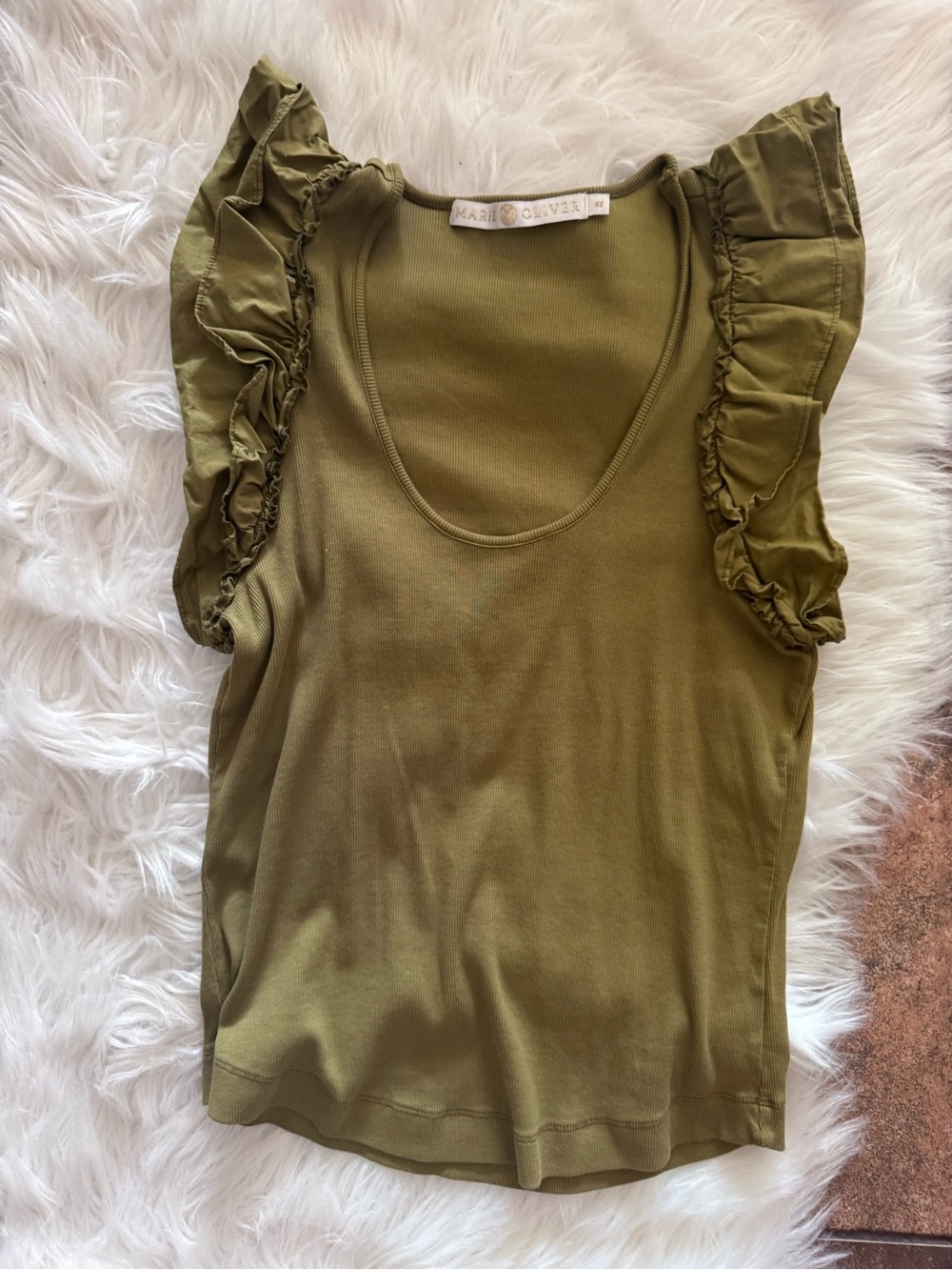Marie Oliver Olive Ruffle Sleeve Tank